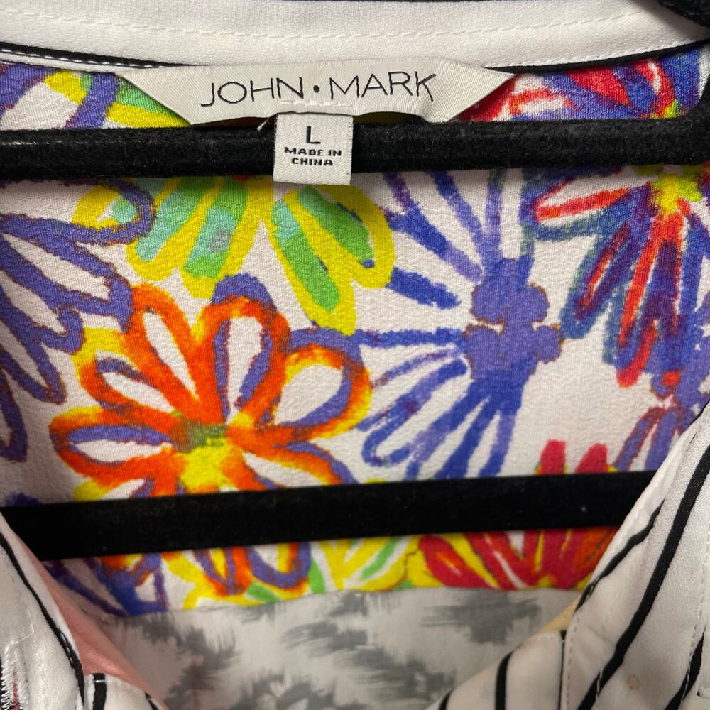 John Mark Mixed Print Patchwork Floral Striped Bu… - image 5